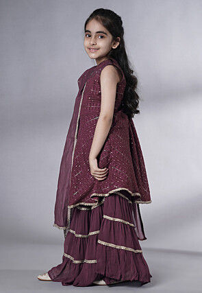 Embroidered Georgette Pakistani Suit in Wine