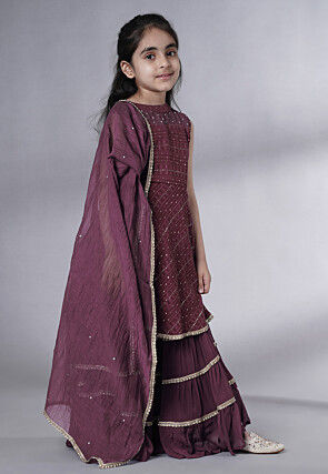 Embroidered Georgette Pakistani Suit in Wine