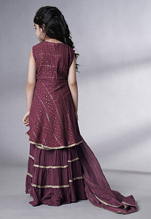 Embroidered Georgette Pakistani Suit in Wine