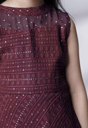 Embroidered Georgette Pakistani Suit in Wine