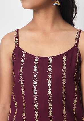 Embroidered Georgette Pakistani Suit in Wine