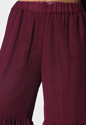 Embroidered Georgette Pakistani Suit in Wine