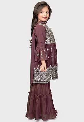 Embroidered Georgette Pakistani Suit in Wine