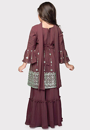 Embroidered Georgette Pakistani Suit in Wine