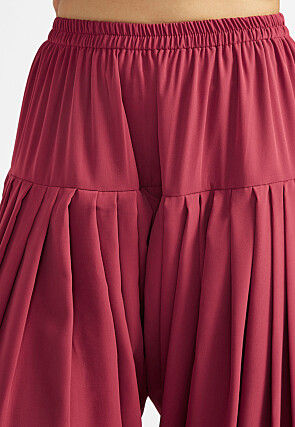 Embroidered Georgette Punjabi Suit in Dark Old Rose