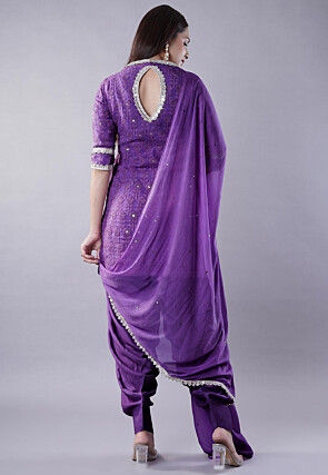 Embroidered Georgette Punjabi Suit in Dark Purple