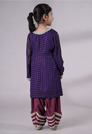 Embroidered Georgette Punjabi Suit in Dark Purple