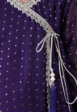 Embroidered Georgette Punjabi Suit in Dark Purple