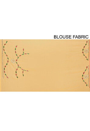 Embroidered Georgette Saree in Beige