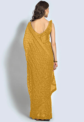 Embroidered Georgette Saree in Beige