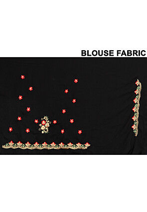 Embroidered Georgette Saree in Black