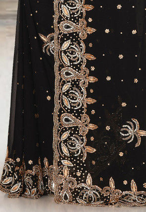 Embroidered Georgette Saree in Black