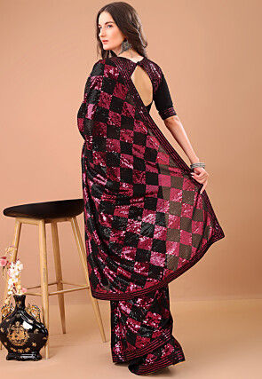 Embroidered Georgette Saree in Black