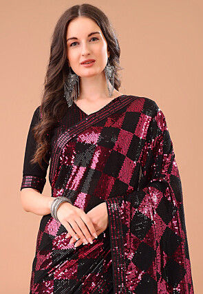 Embroidered Georgette Saree in Black