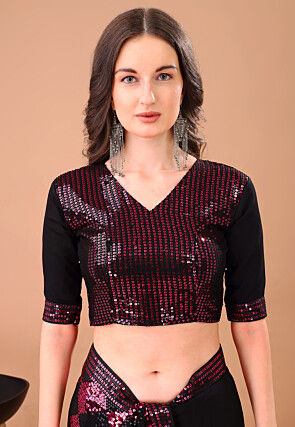 Embroidered Georgette Saree in Black