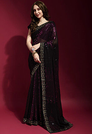 TRENDY PARTYWEAR BLACK SAREE