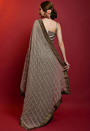 Embroidered Georgette Saree in Grey