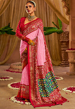 Embroidered Georgette Saree in Light Pink