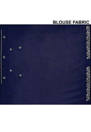 Embroidered Georgette Saree in Navy Blue