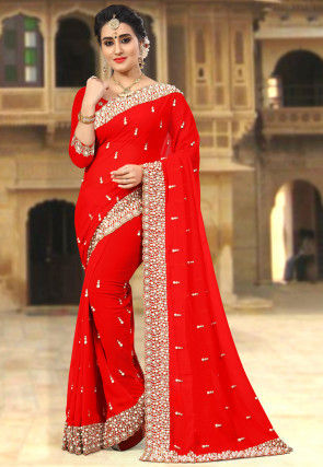 Buy Stone Work Georgette Embellished Saree With Blouse Piece Online In  India At Discounted Prices