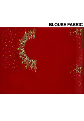 Embroidered Georgette Saree in Red