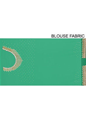 Embroidered Georgette Saree in Teal Green