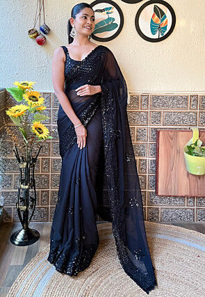 Black Party Sarees Buy Latest Designs Online Utsav Fashion