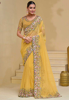 Bridal saree yellow best sale