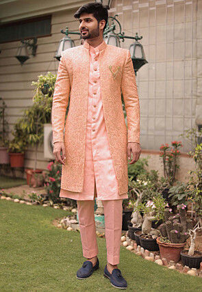 Buy Purple Art Silk Embroidered Indowestern Sherwani Wedding Wear Online at  Best Price | Cbazaar
