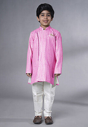 Embroidered Georgette Sherwani in Pink
