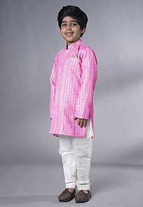 Embroidered Georgette Sherwani in Pink