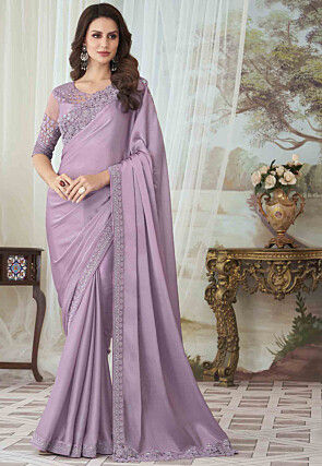 Dark Grey and Light Grey color Chiffon sarees with plain saree design  -CHIF0000843