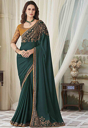 Black Stone Work Georgette Designer Saree