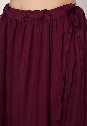 Embroidered Georgette Skirt in Wine
