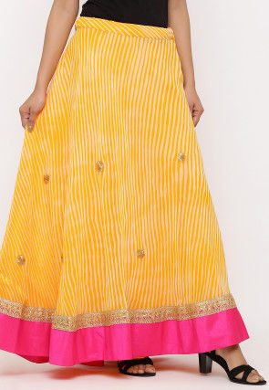 Embroidered Georgette Skirt in Yellow