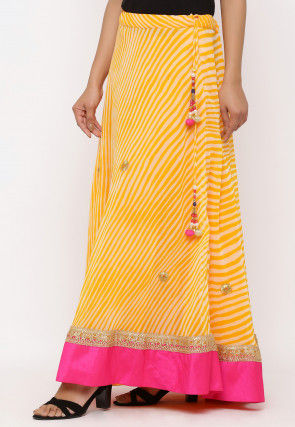 Embroidered Georgette Skirt in Yellow