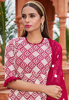 Embroidered Georgette Tiered Lehenga in Pink