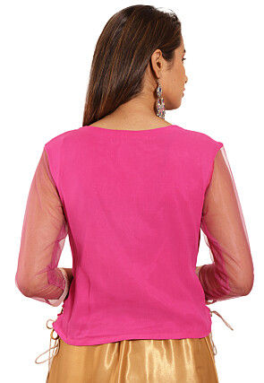 Embroidered Georgette Top in Pink
