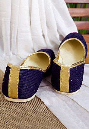 Embroidered Georgette Women Jutti in Dark Purple