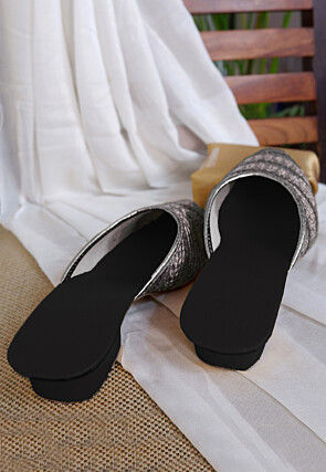 Embroidered Georgette Women Mules in Black