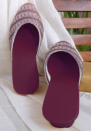 Embroidered Georgette Women Mules in Purple