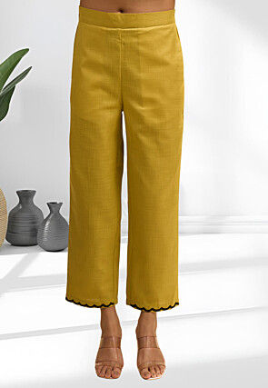 Embroidered Linen Co Ord Set in Mustard