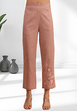 Embroidered Linen Co Ord Set in Old Rose