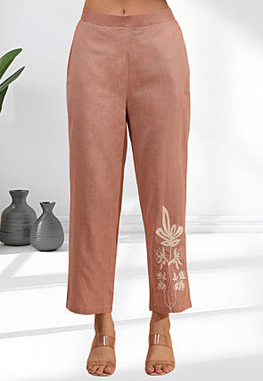 Embroidered Linen Co Ord Set in Old Rose