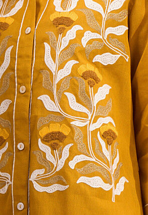 Embroidered Linen Co Ord Set in Orange