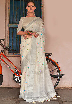 Buy Off White Sarees Online at Best Price | Taneira