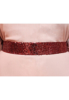 Embroidered Lycra Waist Belt in Maroon