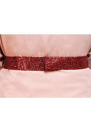 Embroidered Lycra Waist Belt in Maroon