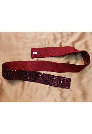 Embroidered Lycra Waist Belt in Maroon