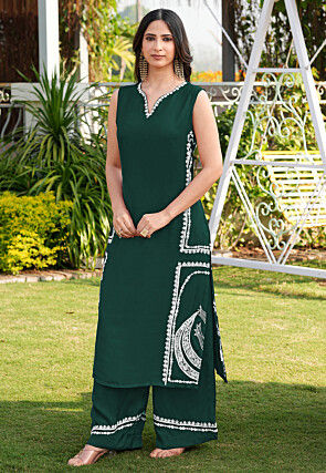 green emerald velvet dress Bottle Green Georgette Embellished Indo Western Maxi Gown